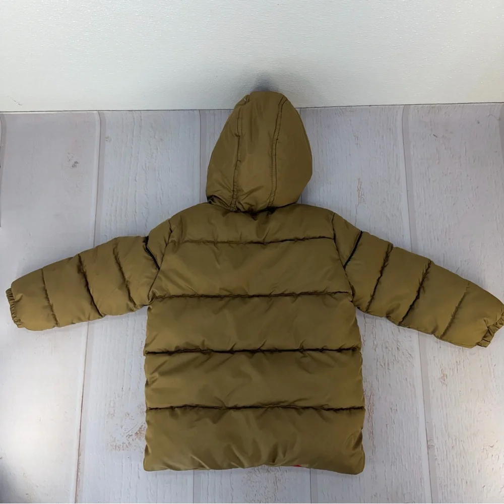 iXtreme‎ Boys Puffer Jacket 4T Tan Hooded Plaid Lined Coat